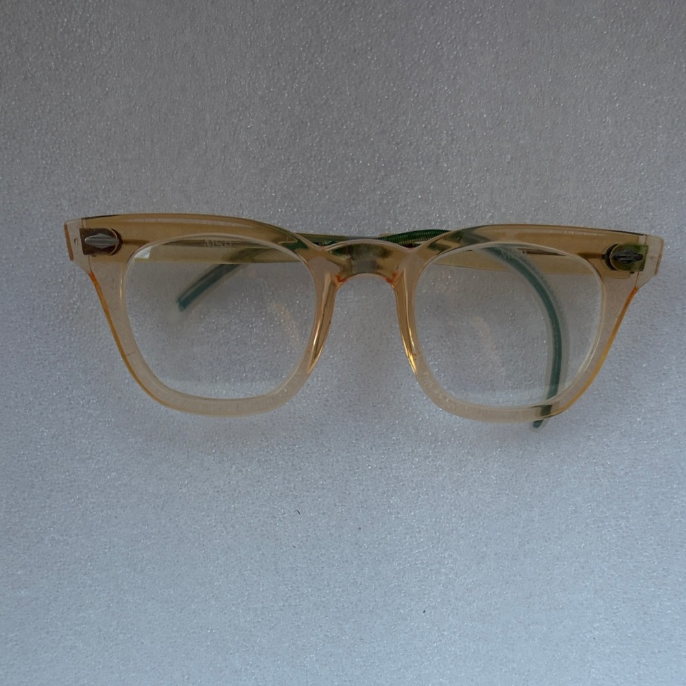 Vintage Clear Amber Square Frame safety Glasses